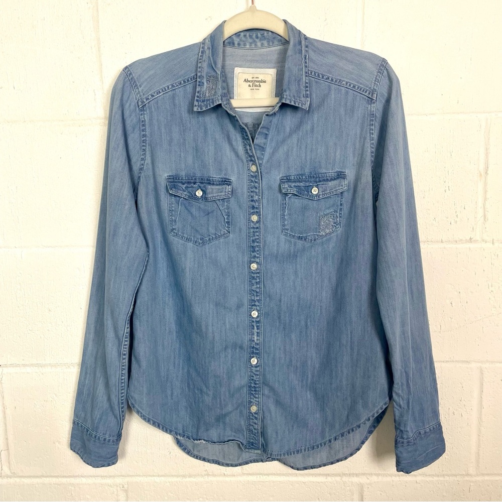 Abercrombie & Fitch Long Sleeve Chambray‎ Button Up Shirt Y2K Cowgirl Country S
